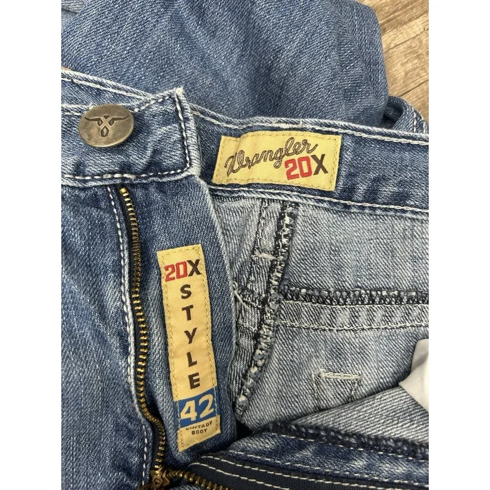 Wrangler 20X Style 42 Vintage Boot Jeans Mens 33x36 (Fits 33x35) Blue Western